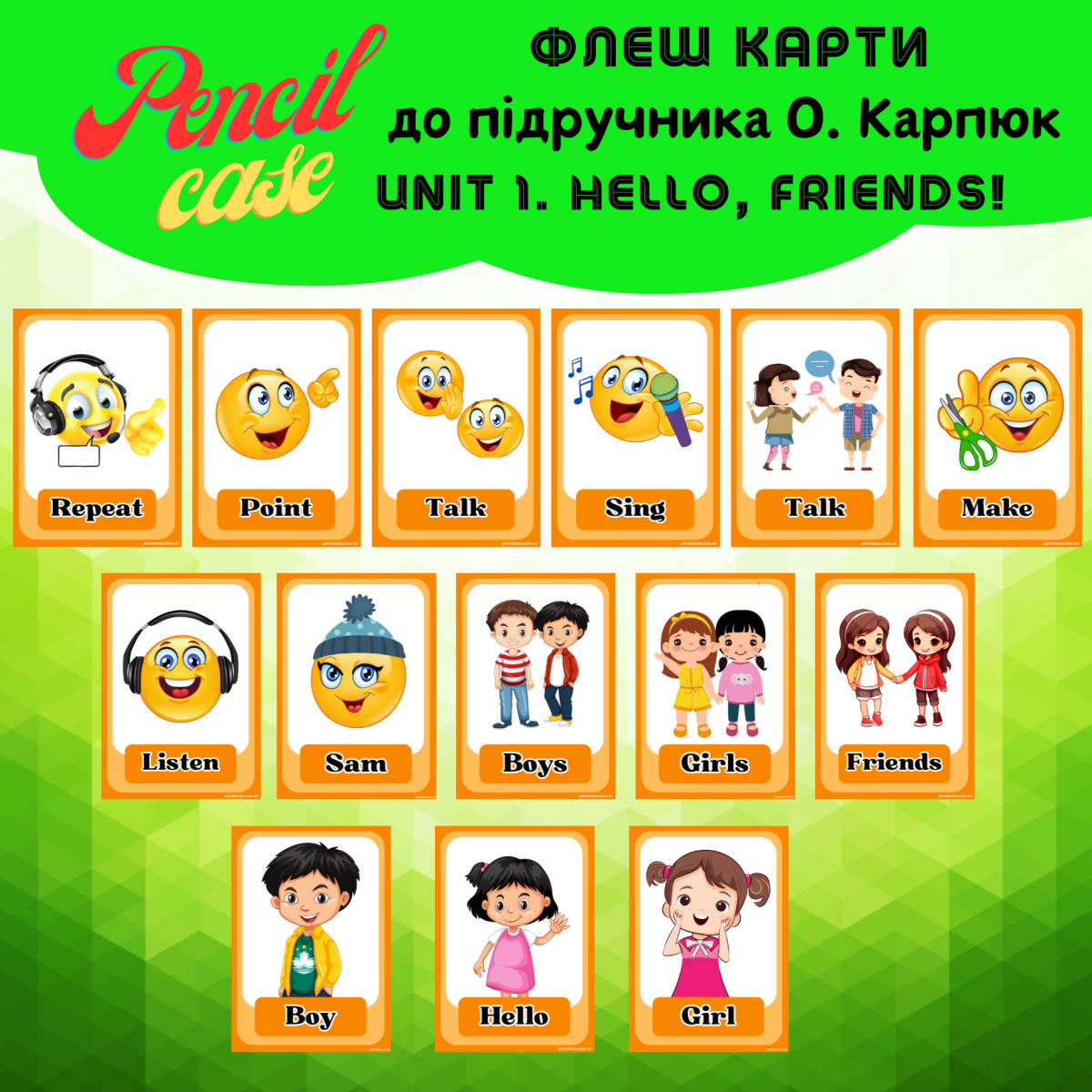 Unit 1. Hello, friends! 1 клас (флеш-карти) - Зображення 2
